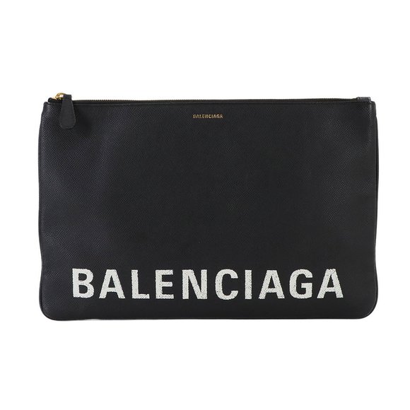 Balenciaga BALENCIAGA Clutch Bag Leather Black 529313 - Picture 1 of 9